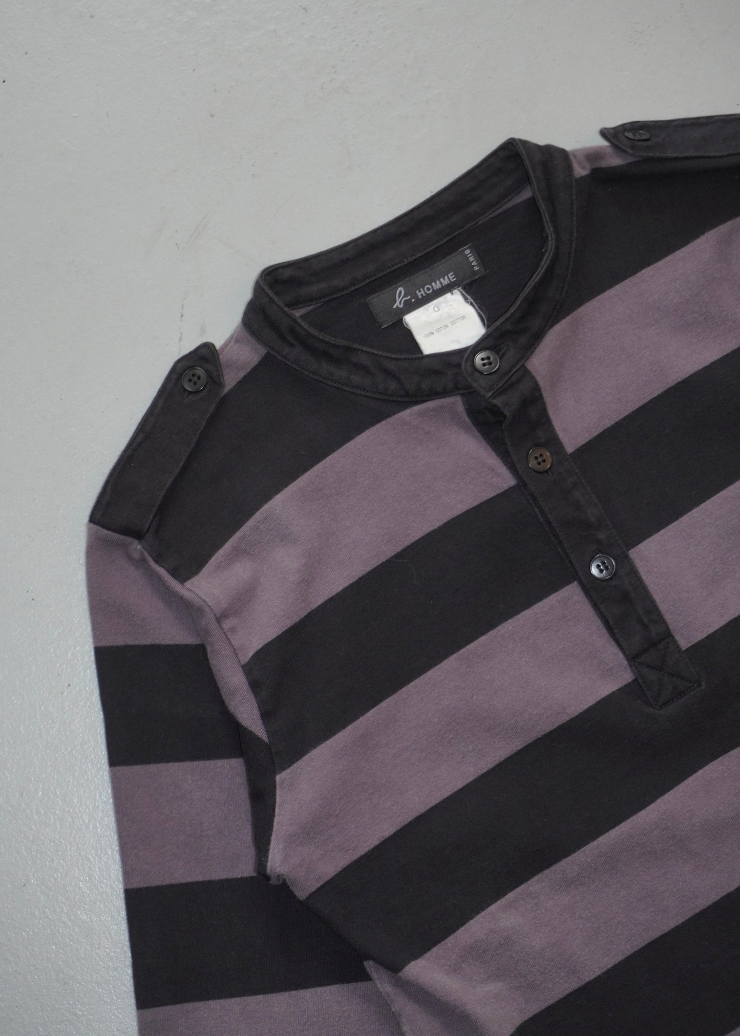 Agnes.b Homme Striped Henley Long-sleeve T-shirt 90s (purple)
