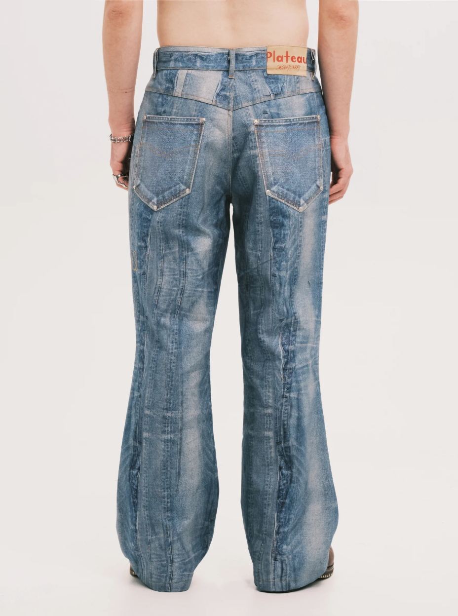 Leopard denim pants