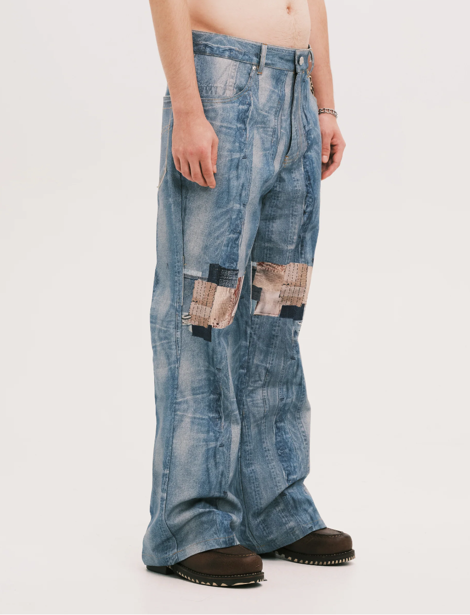 Leopard denim pants