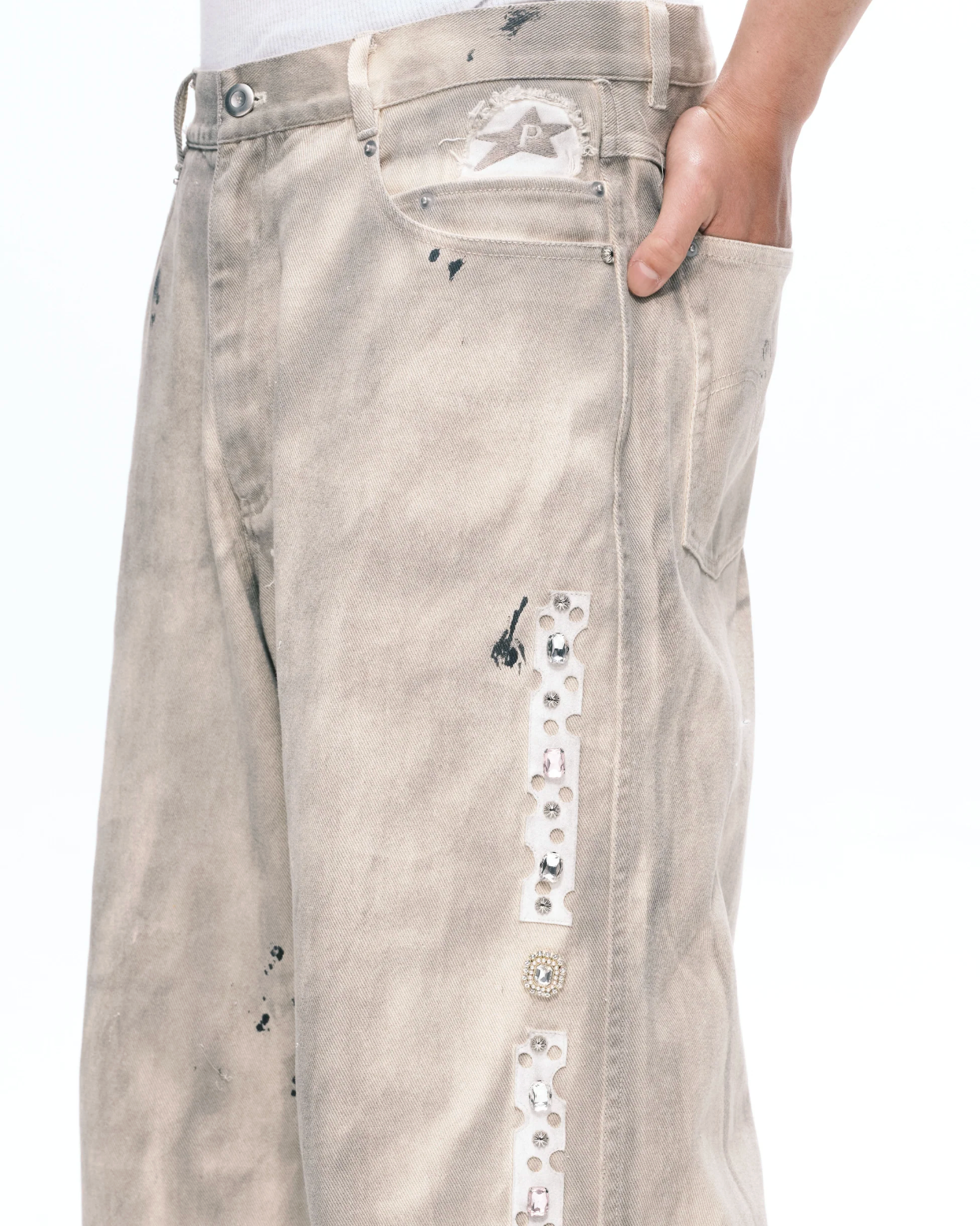 Side gem pants