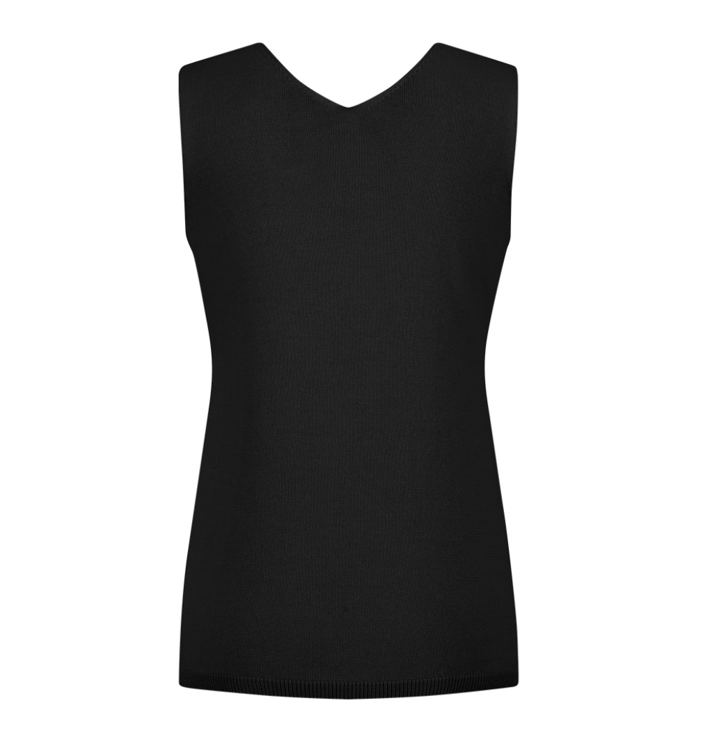 X-LAYERED V-NECK TOP IN COTTON Black