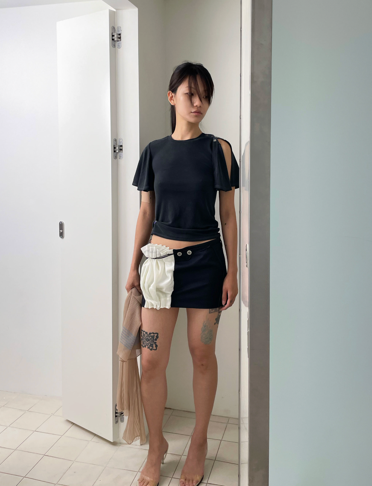 Curtain mini skirt navy