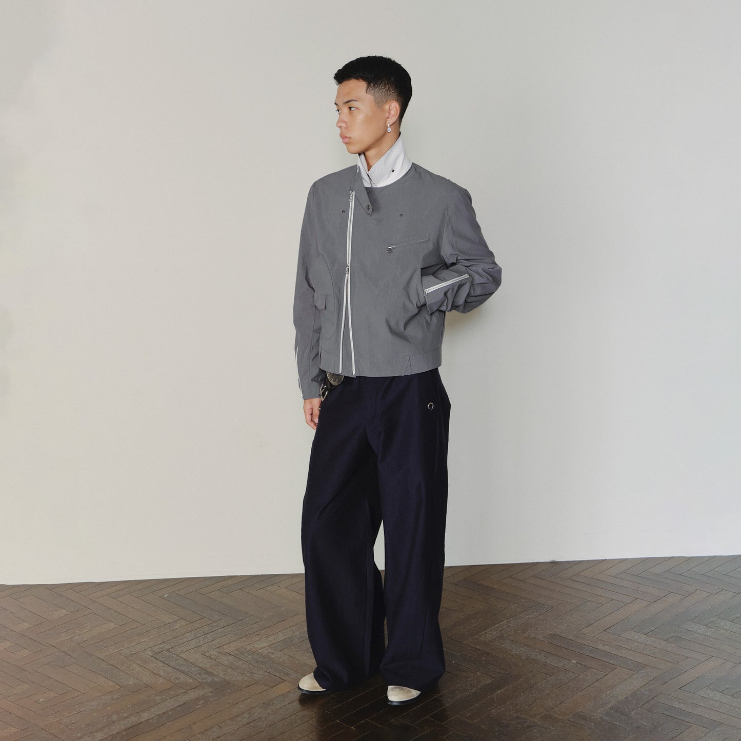 Metal-Accented Grommet Detail Pants