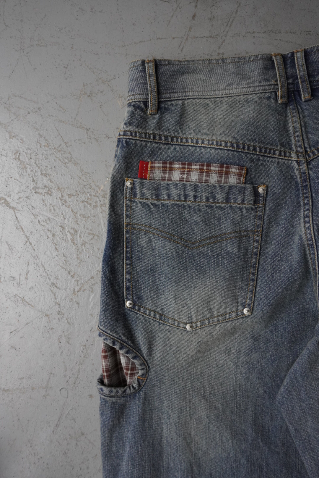 Patch denim pants