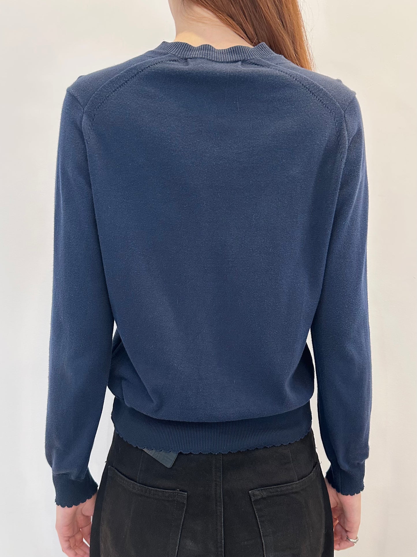 tricot COMME des GARÇONS Navy Collarless Cardigan