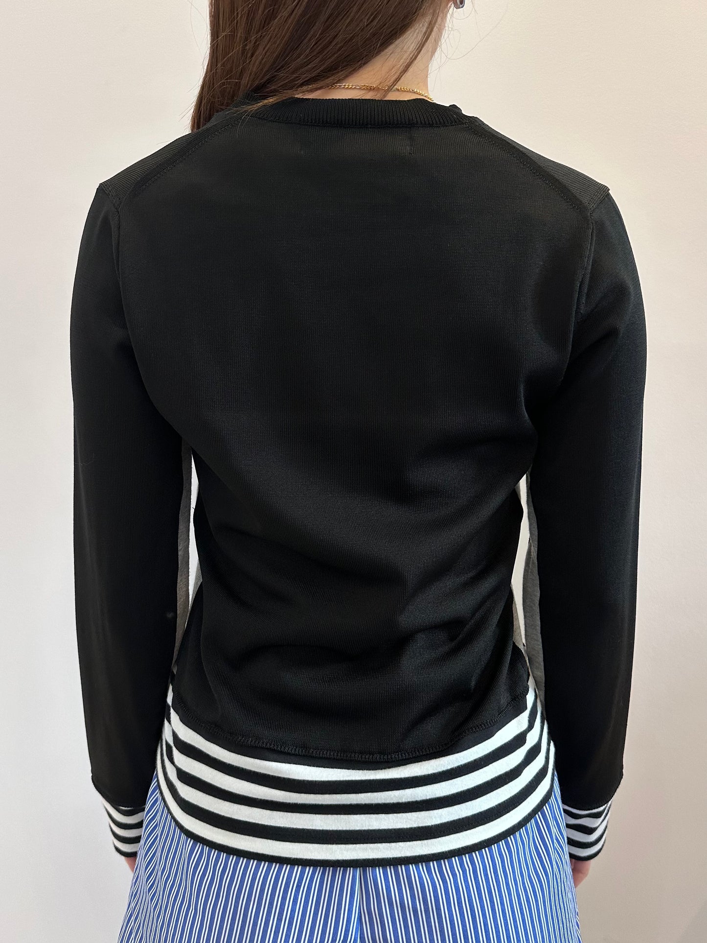CDG BLACK Layered Border V-neck Tee