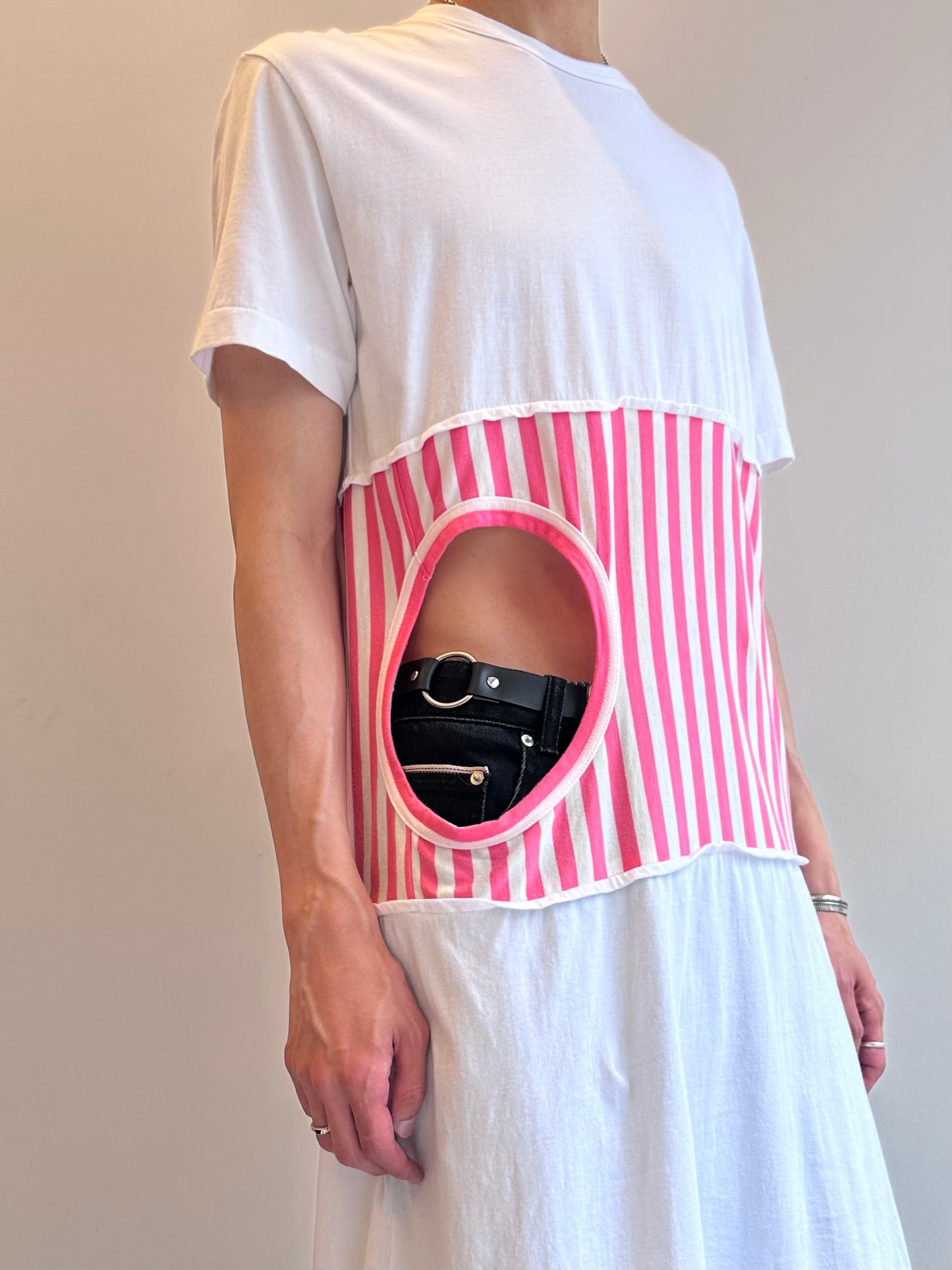COMME des GARÇONS HOMME PLUS Stripe Cut-Out Tee