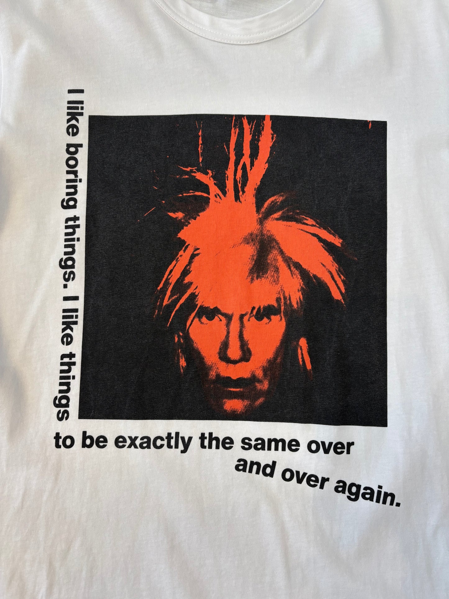 COMME des GARCONS SHIRTS Andy Warhol "I like boring things" Tee