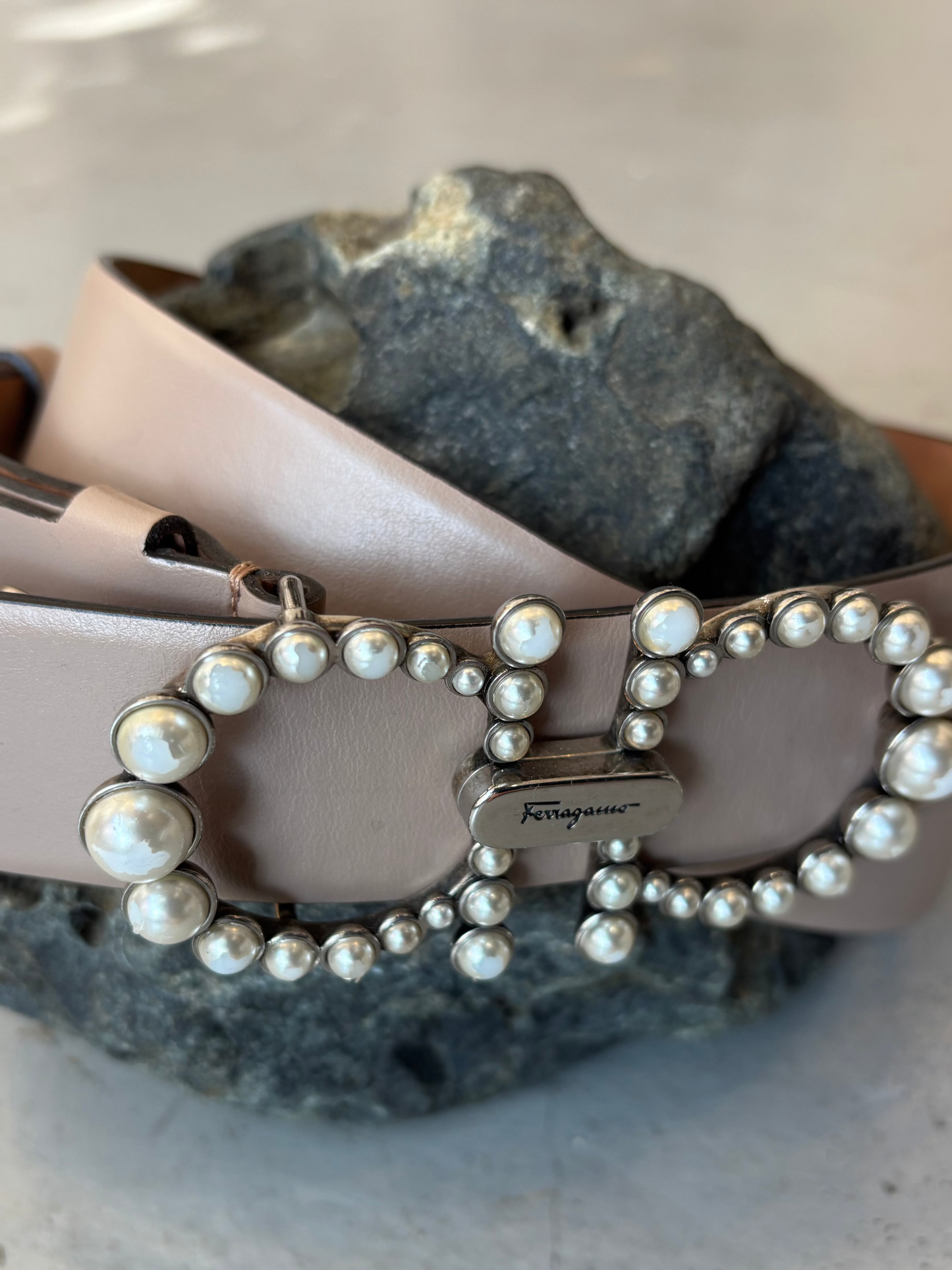 FERRAGAMO pearl buckle belt
