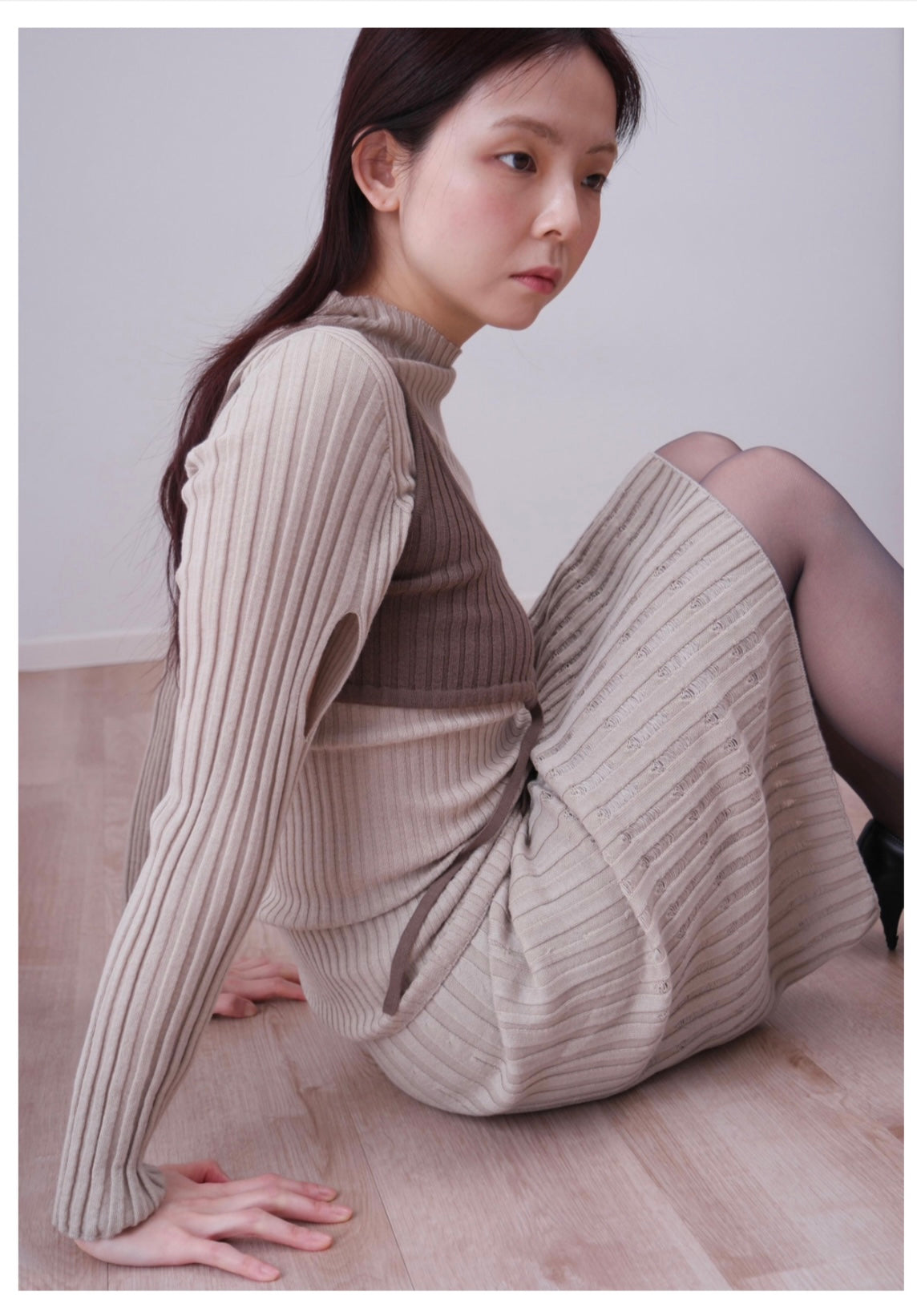 Front String Bra In Wool MOCHA BROWN