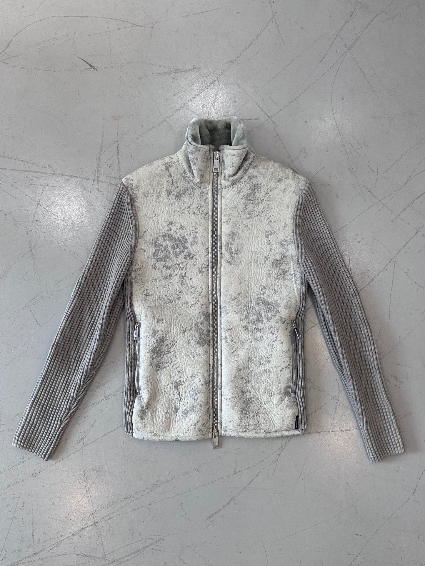 ARMANI EXCHANGE Suede Jacket with Knit Sleeves