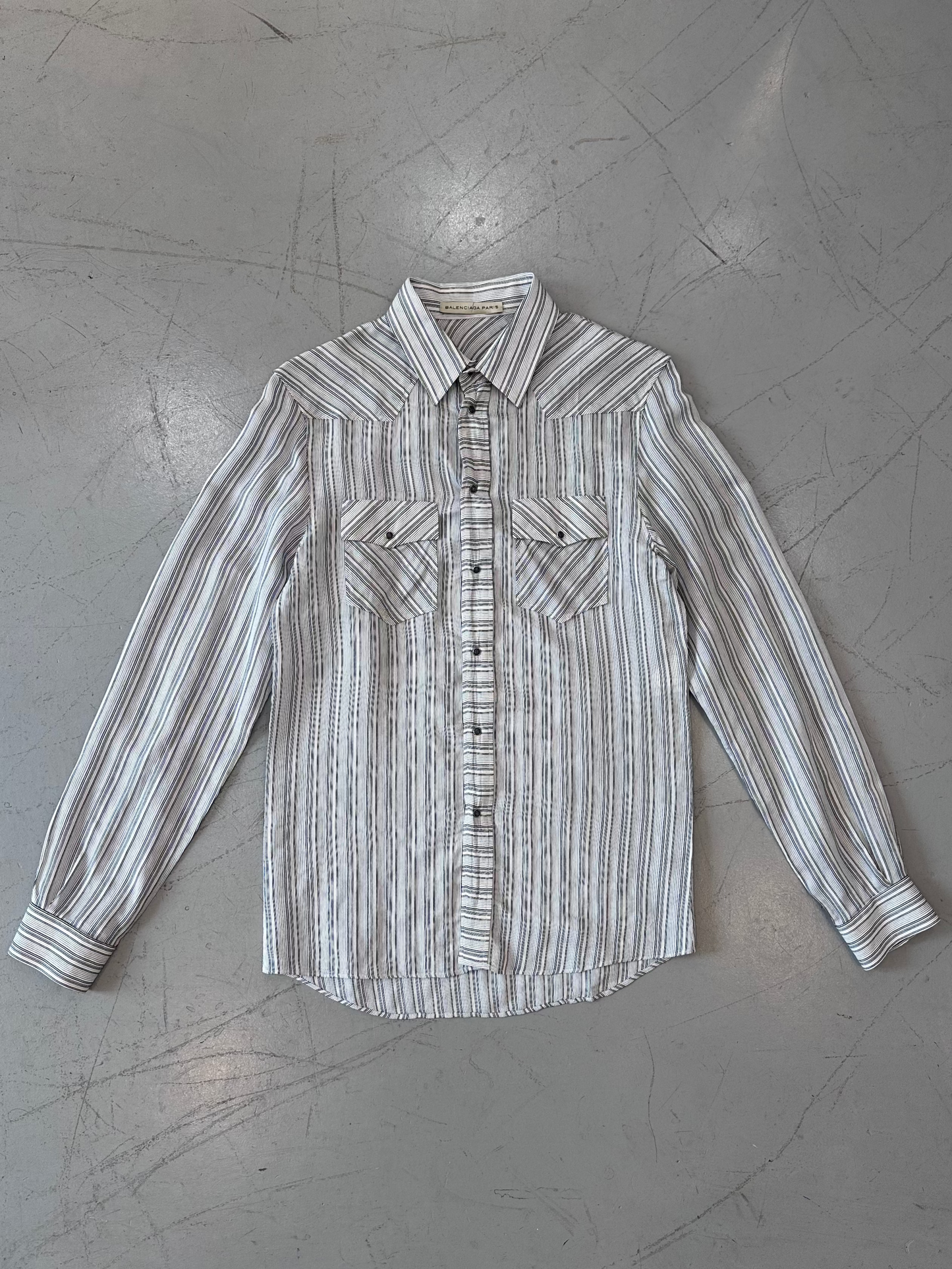 BALENCIAGA 00s Western Stripe Shirt by Nicolas Ghesquière