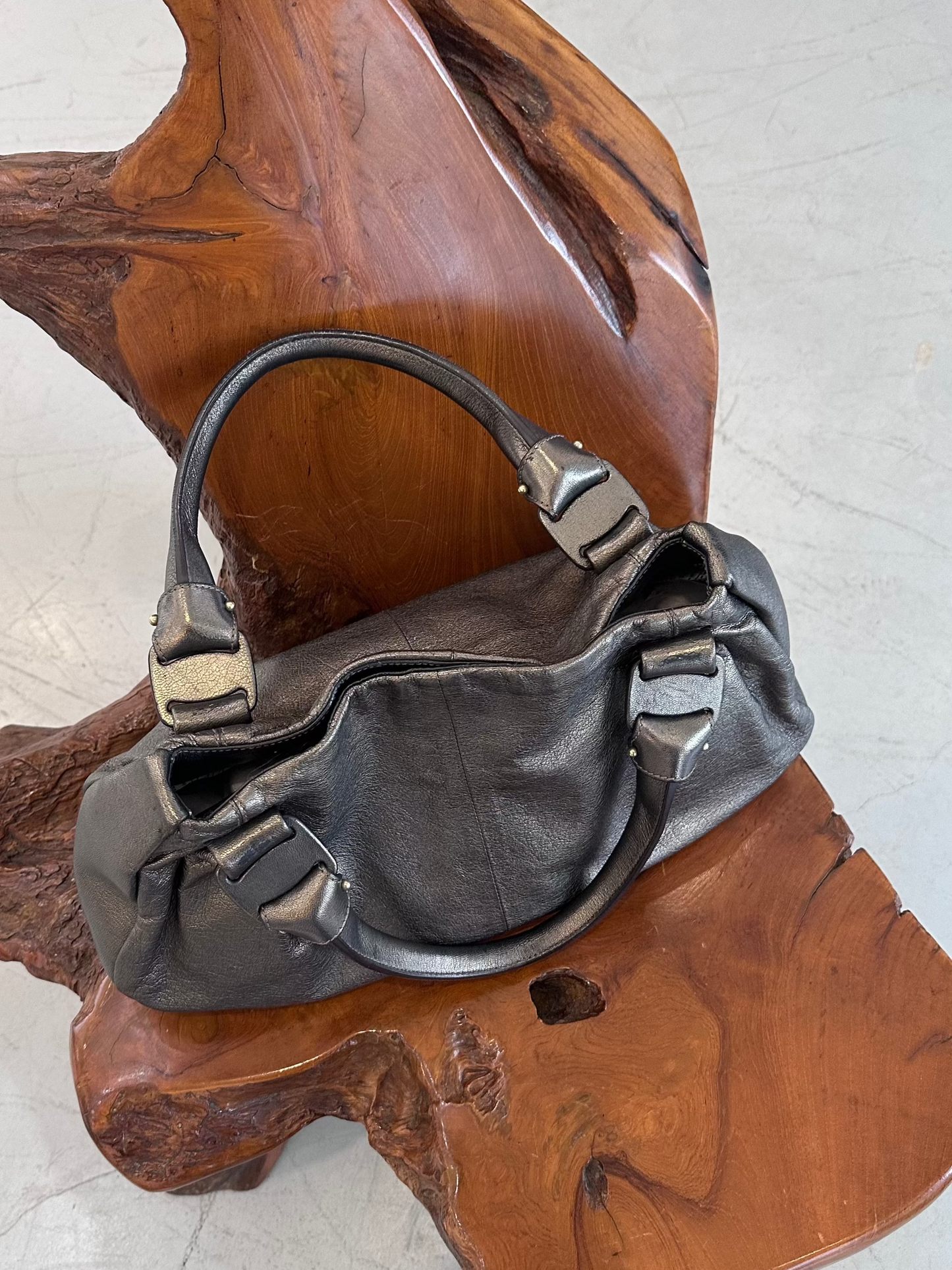FERRAGAMO silver leather bag