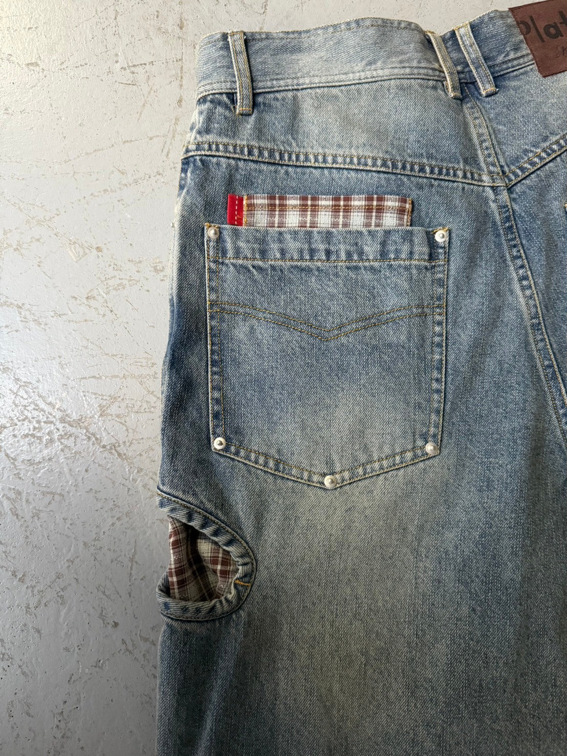 Patch denim pants
