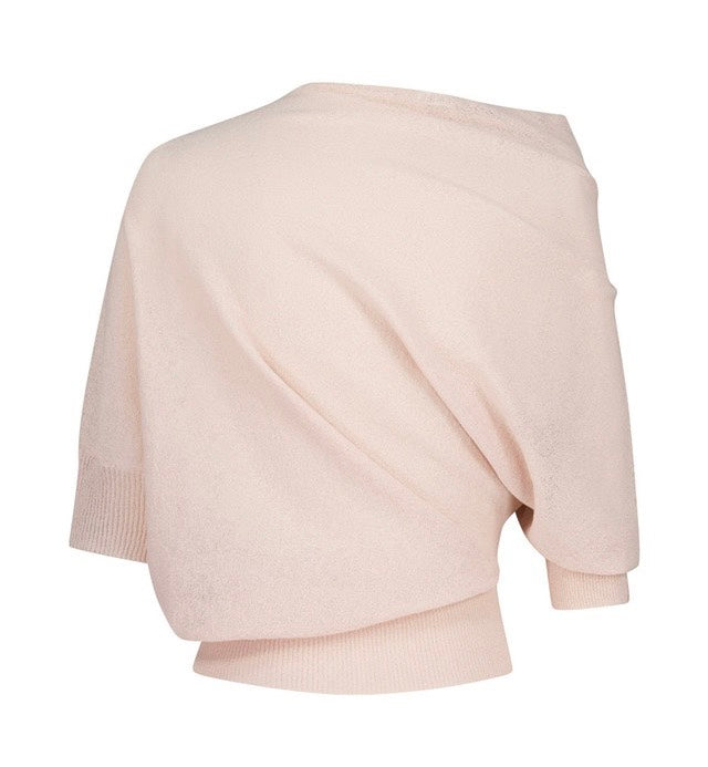 DRARED WIDE-NECK TOP IN MIXED COTTON