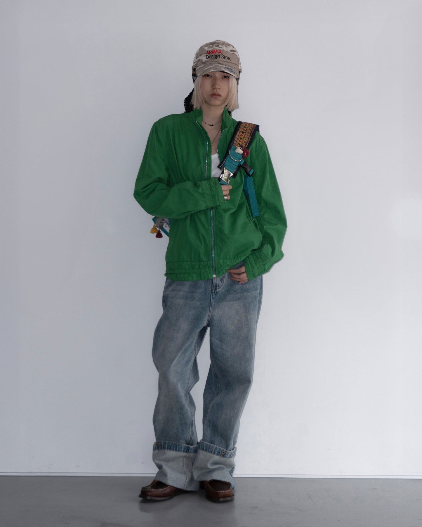 DIRK BIKKEMBERGS Object Dye Zipper Blouson (Green)
