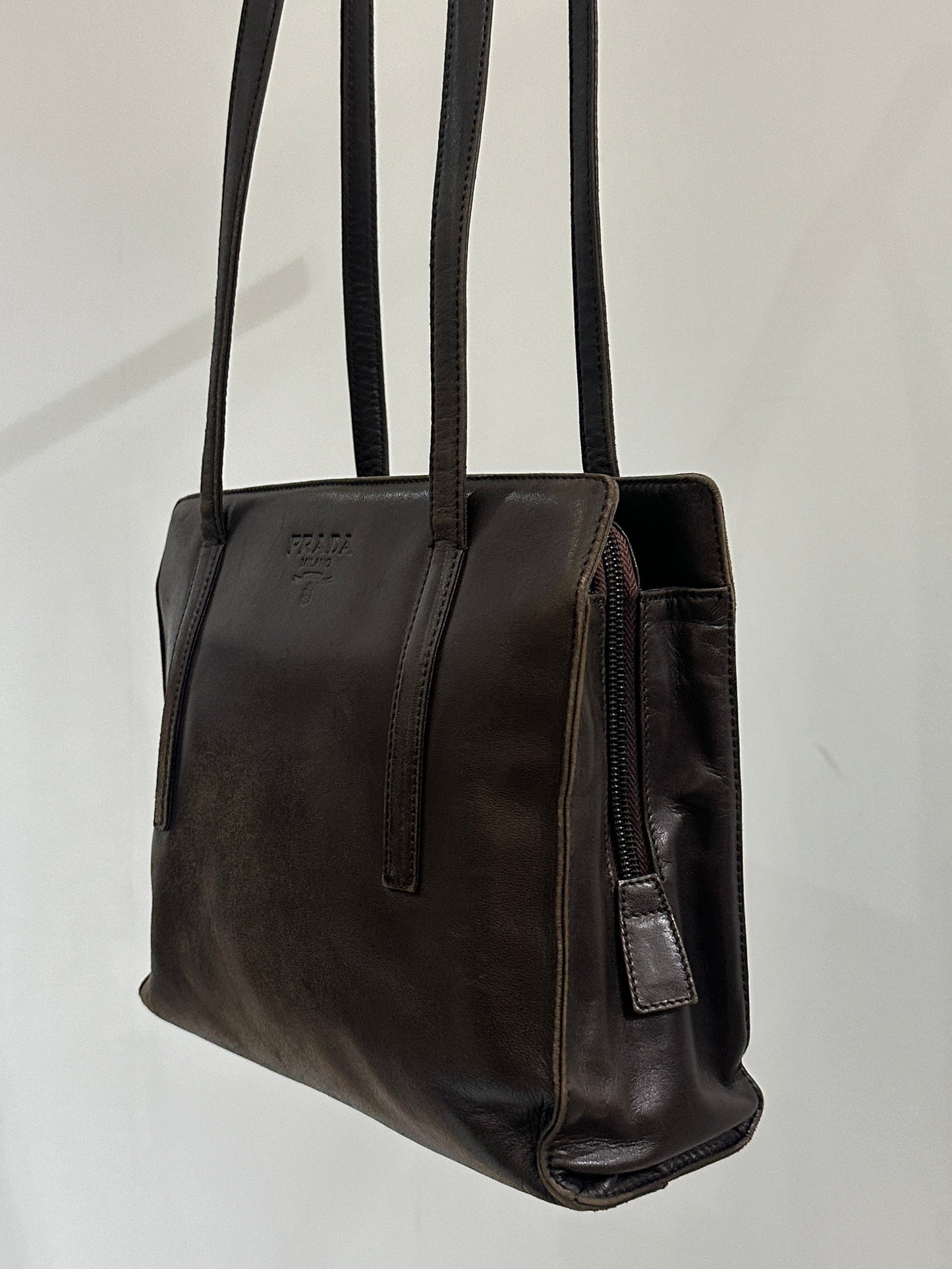 Prada Leather Shoulder Bag (Brown)