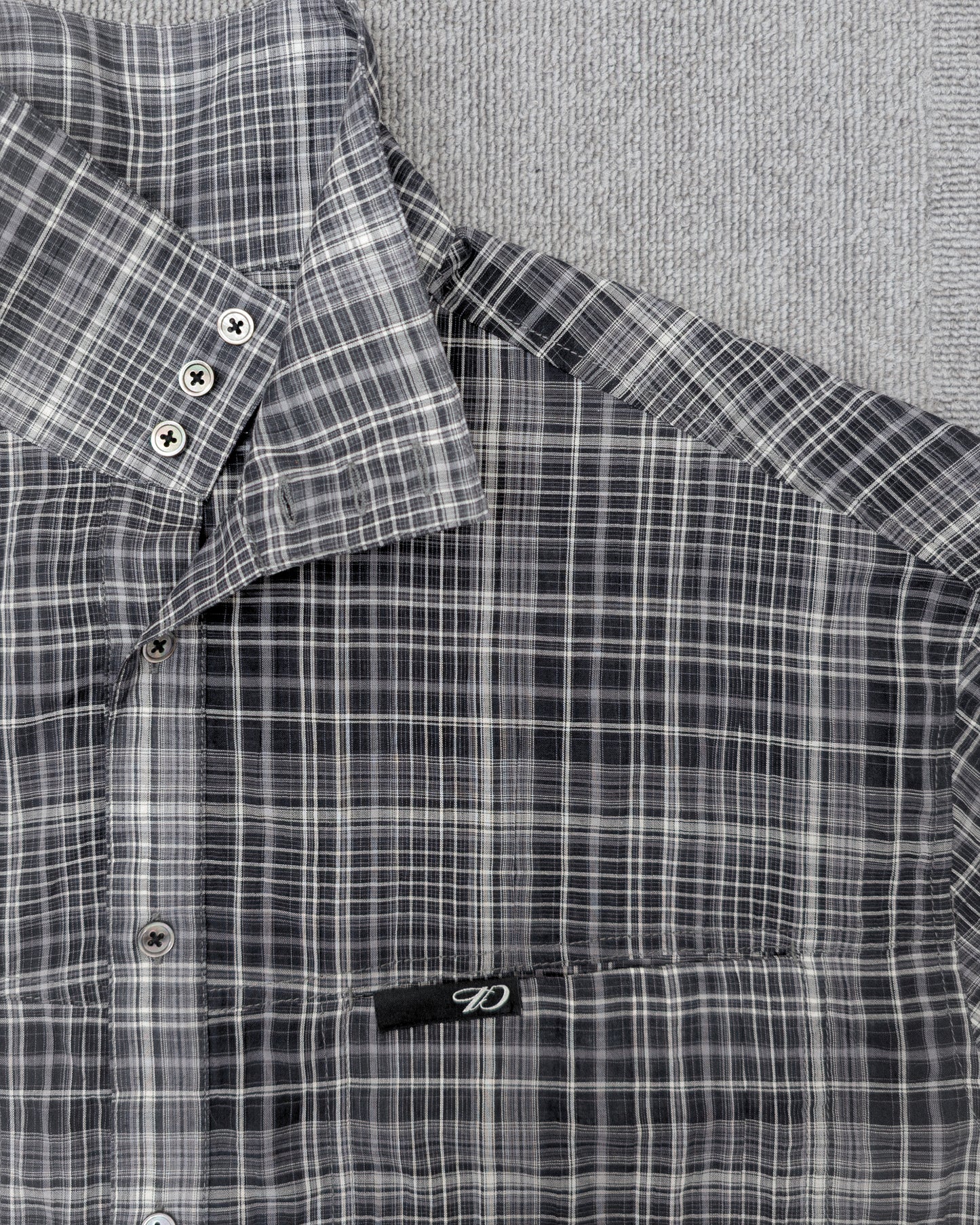 1ds Sheer-Check Boxy Shirt (Check)