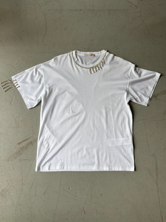 CHRISTOPHER KANE Crystal Fringe Embellished Tee
