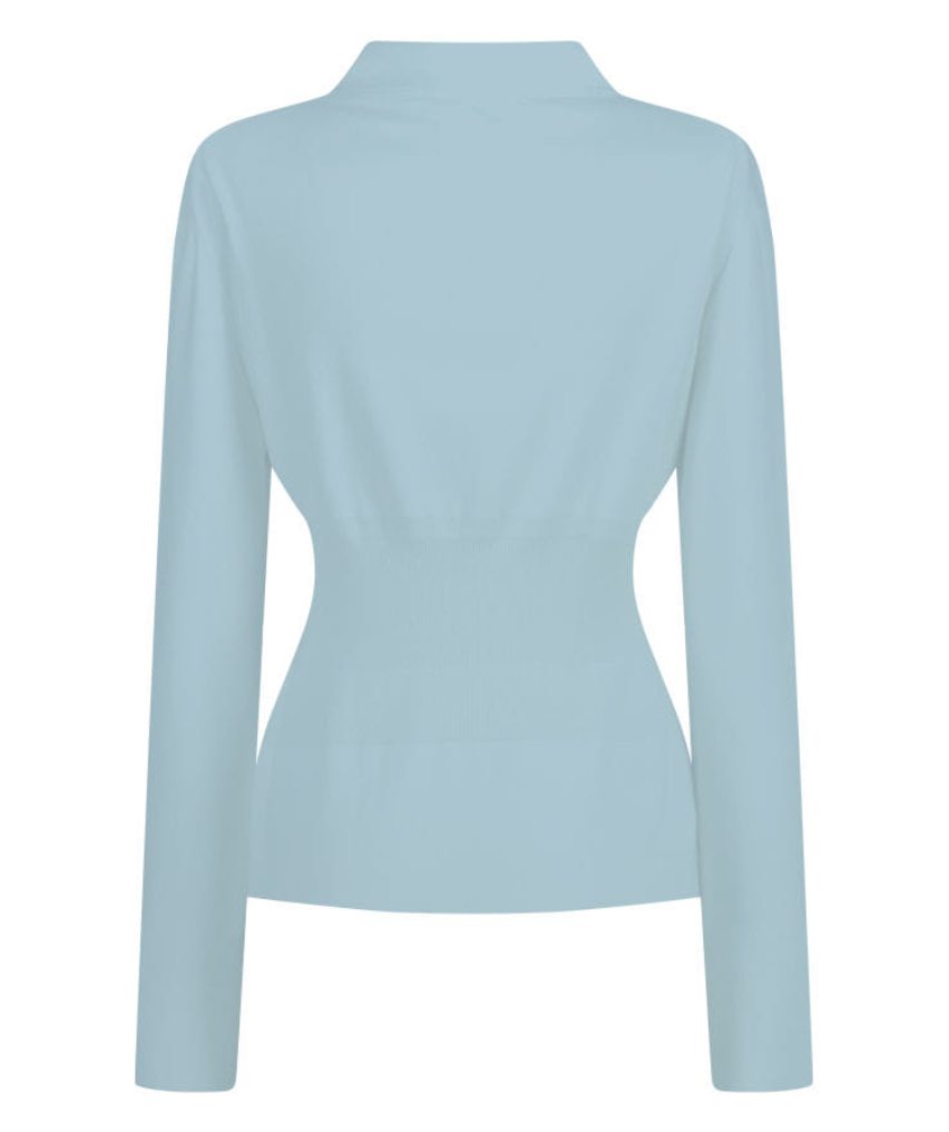 Waist Ribbed Shirts Cardigan In Cashmere Mixed Cotton LIGHT BLUE
