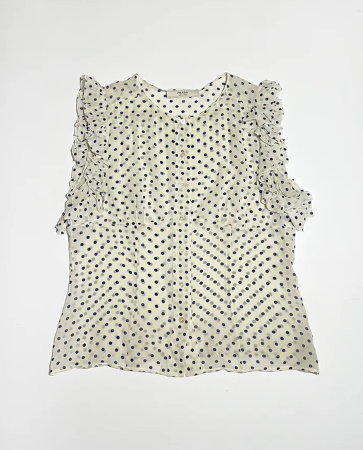 Prada Re- Edition Spring 2000 Polka Dots Ruffle Top (velvetknife)