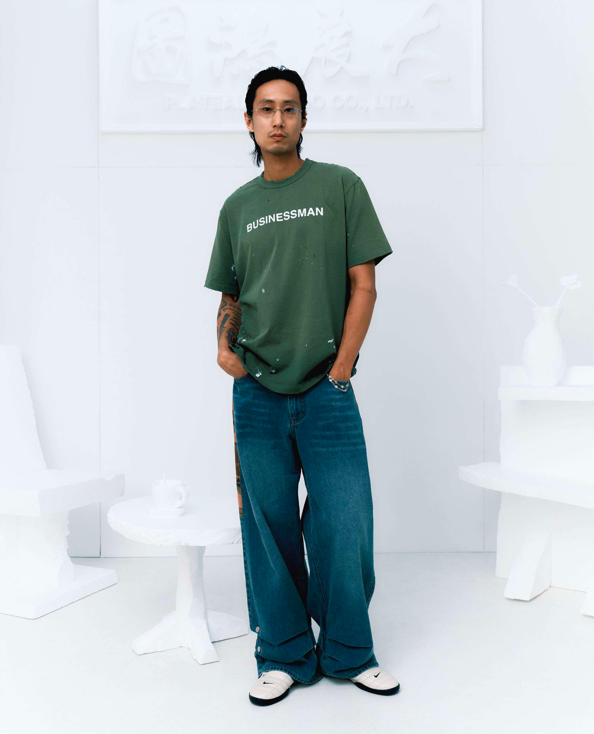 Vintage Tee "business" Green