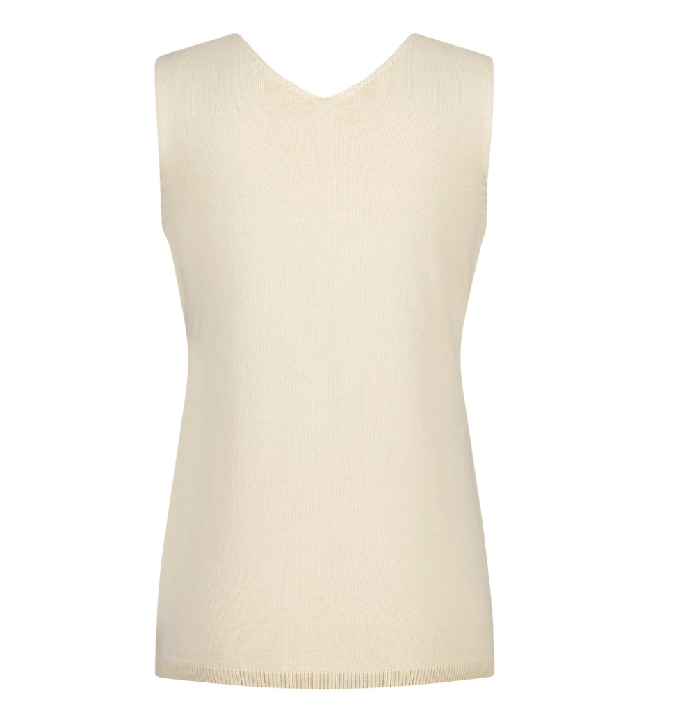 X-LAYERED V-NECK TOP IN COTTON Ecru