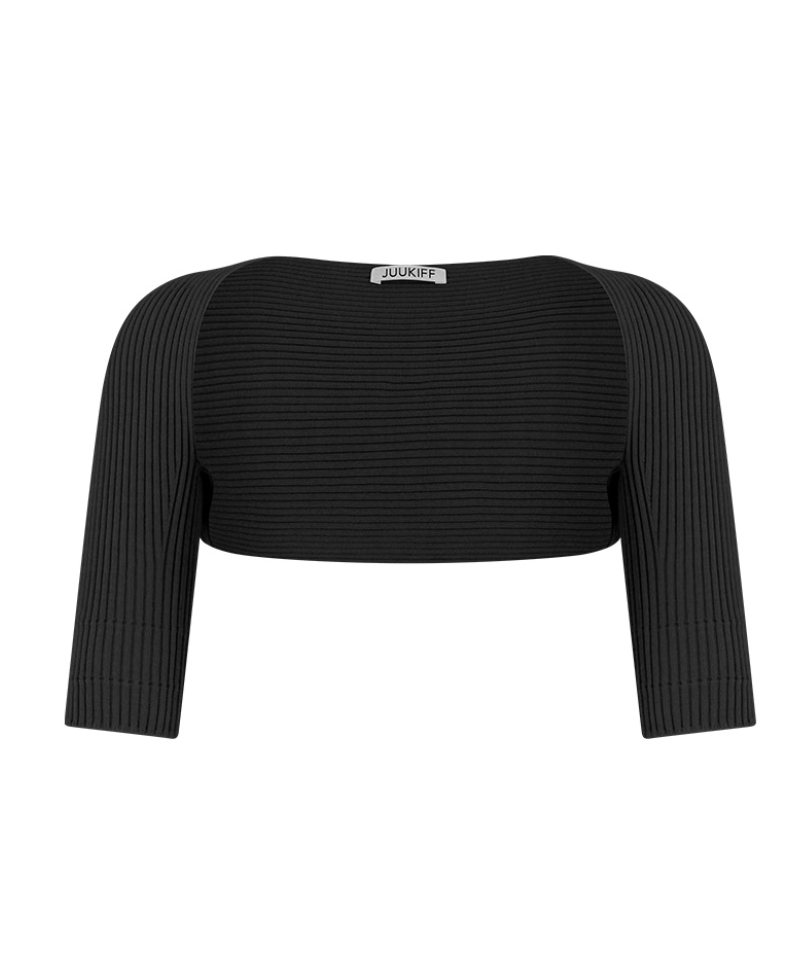 HALF SLEEVE CARDIGAN IN MODAL COTTON Black