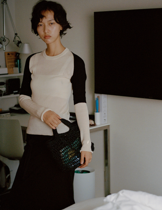HALF SLEEVE CARDIGAN IN MODAL COTTON Black