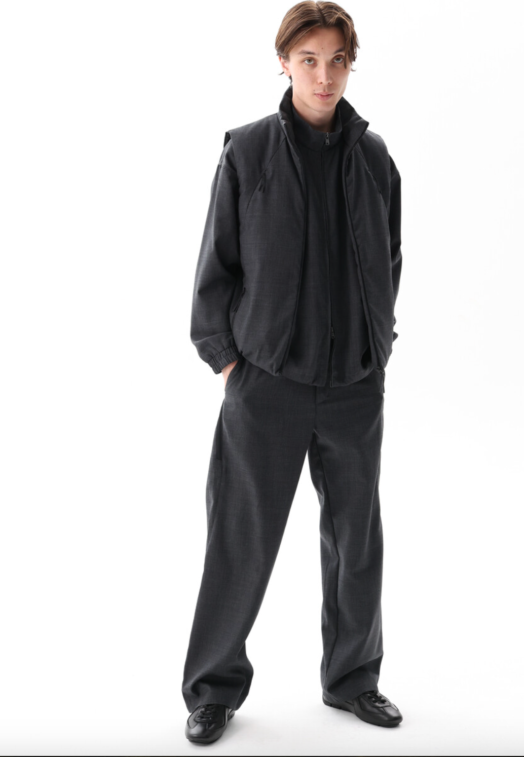 Wool Sidezipper Trouser (Grey)