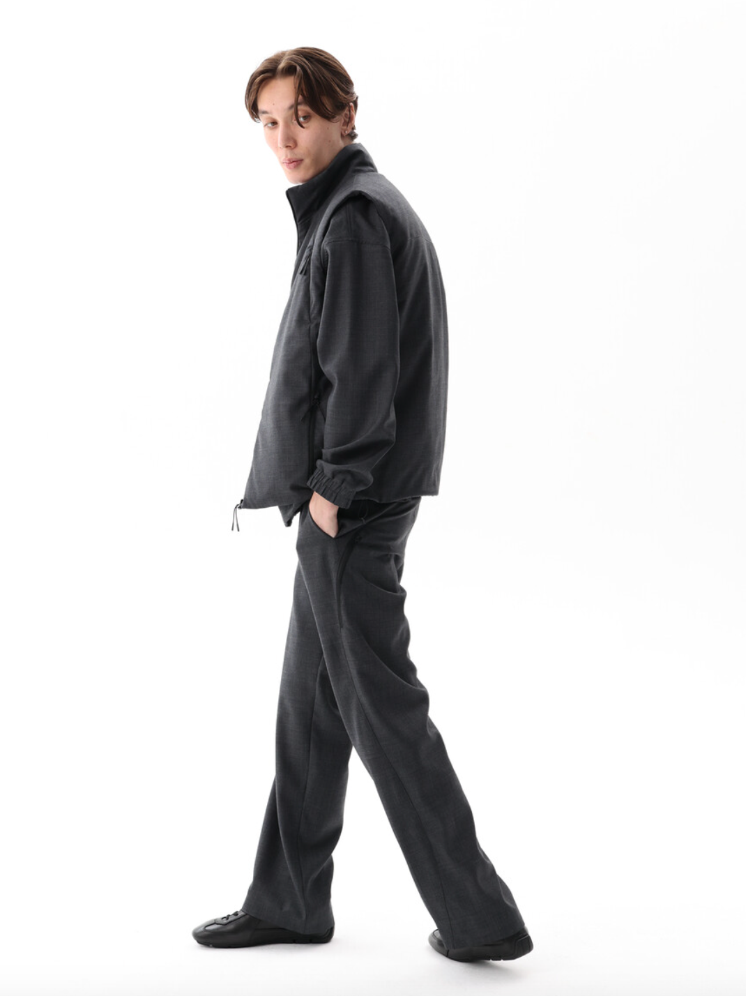 Wool Sidezipper Trouser (Grey)
