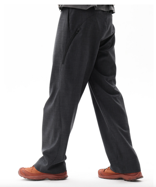 Wool Sidezipper Trouser, Grey