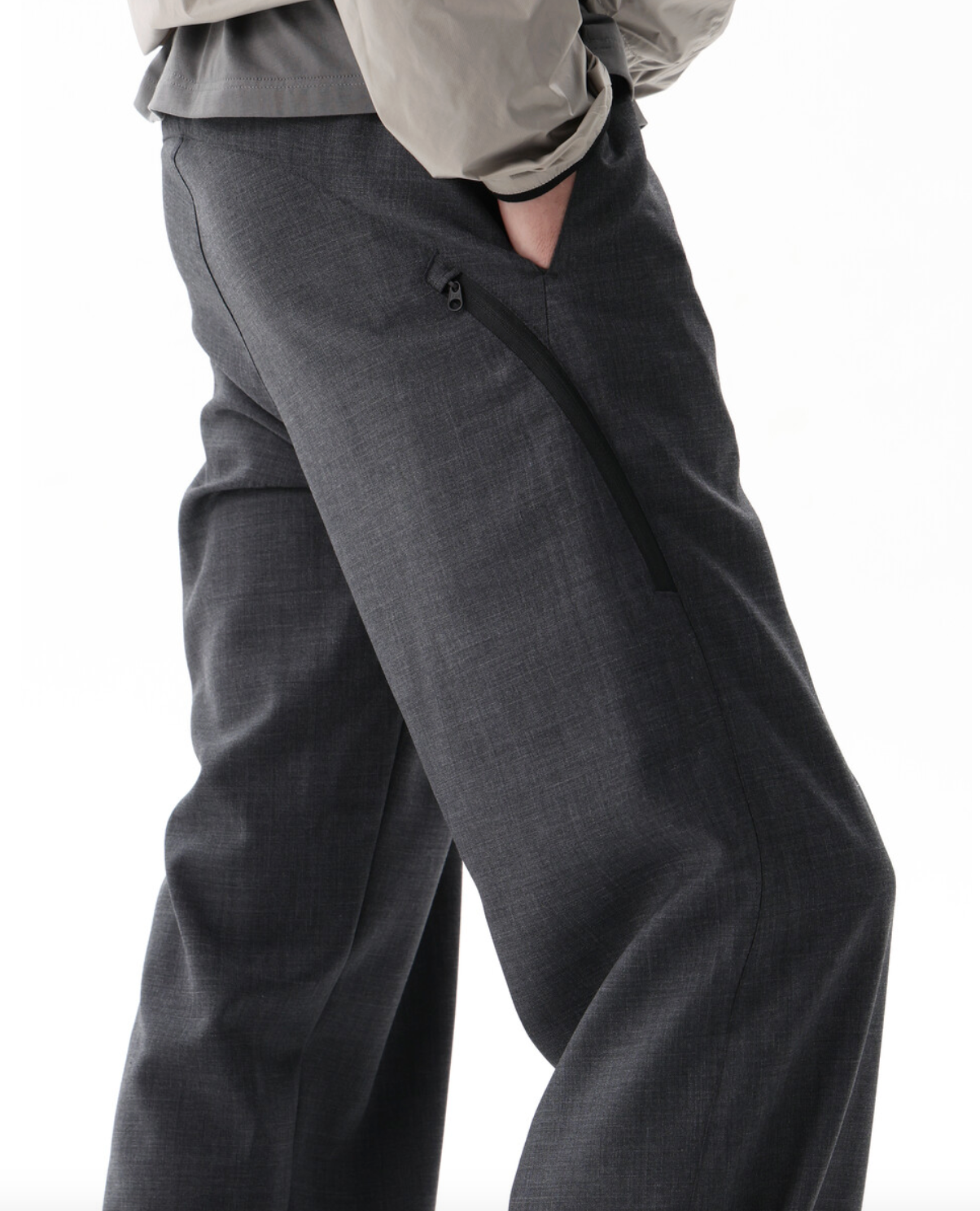 Wool Sidezipper Trouser (Grey)