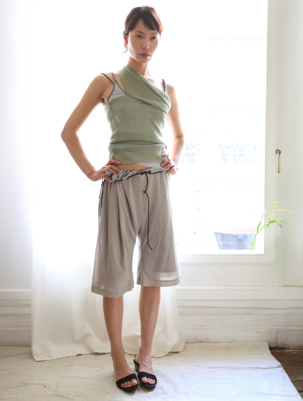 Sheer tank top green