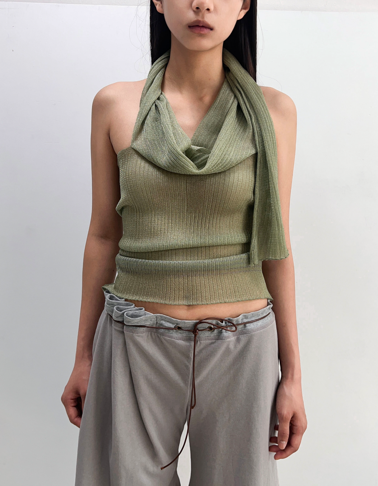 Sheer tank top green