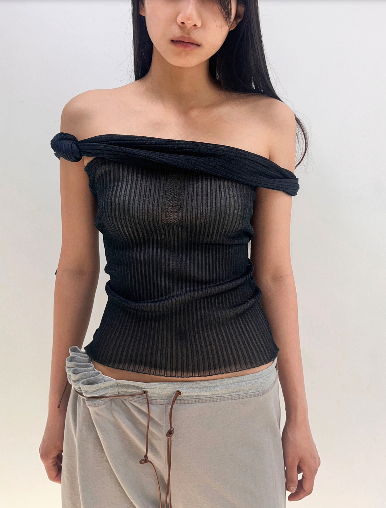 Sheer tank top teal black
