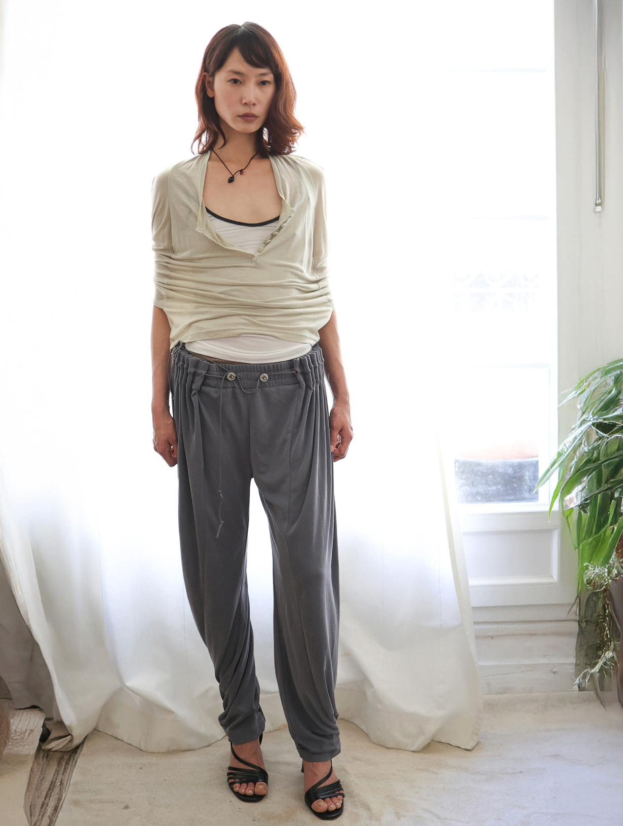 Curtain jogger pants washed blue