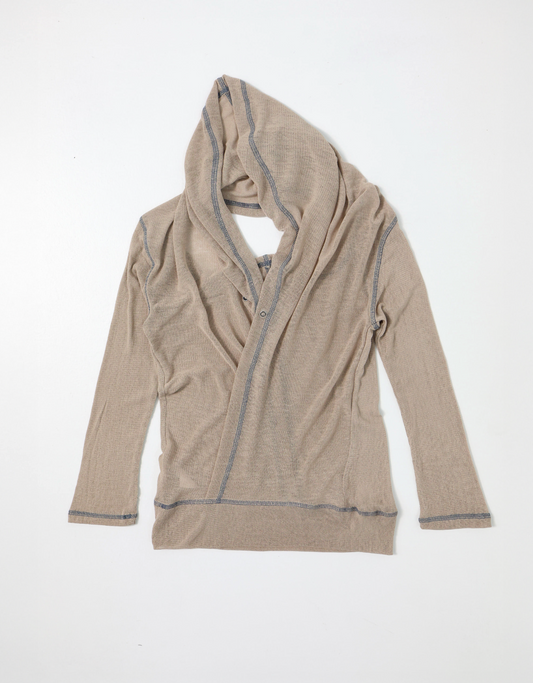 Back flare mesh top beige