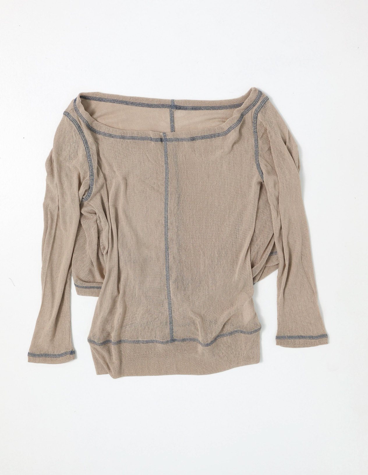 Back flare mesh top beige