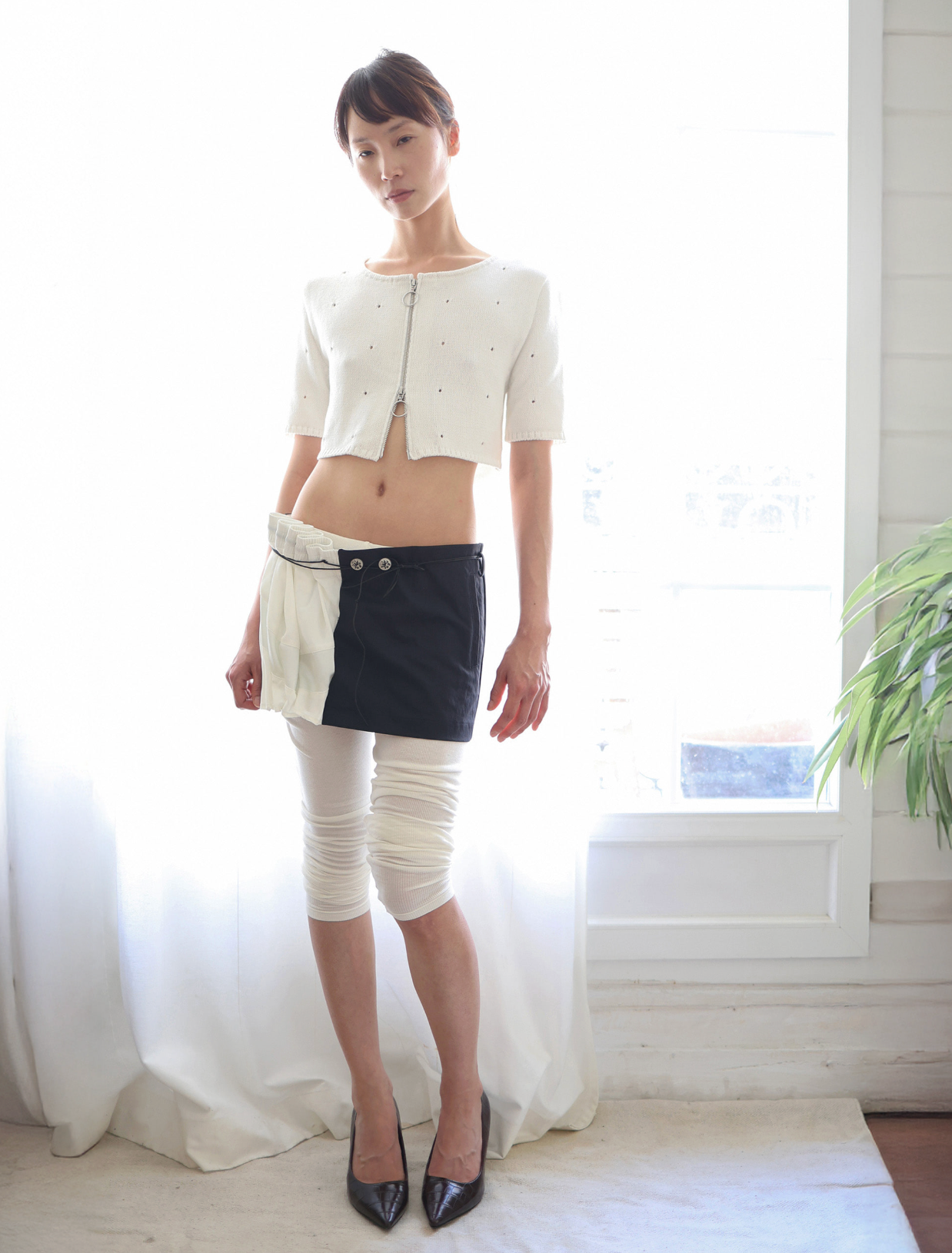 Curtain mini skirt navy