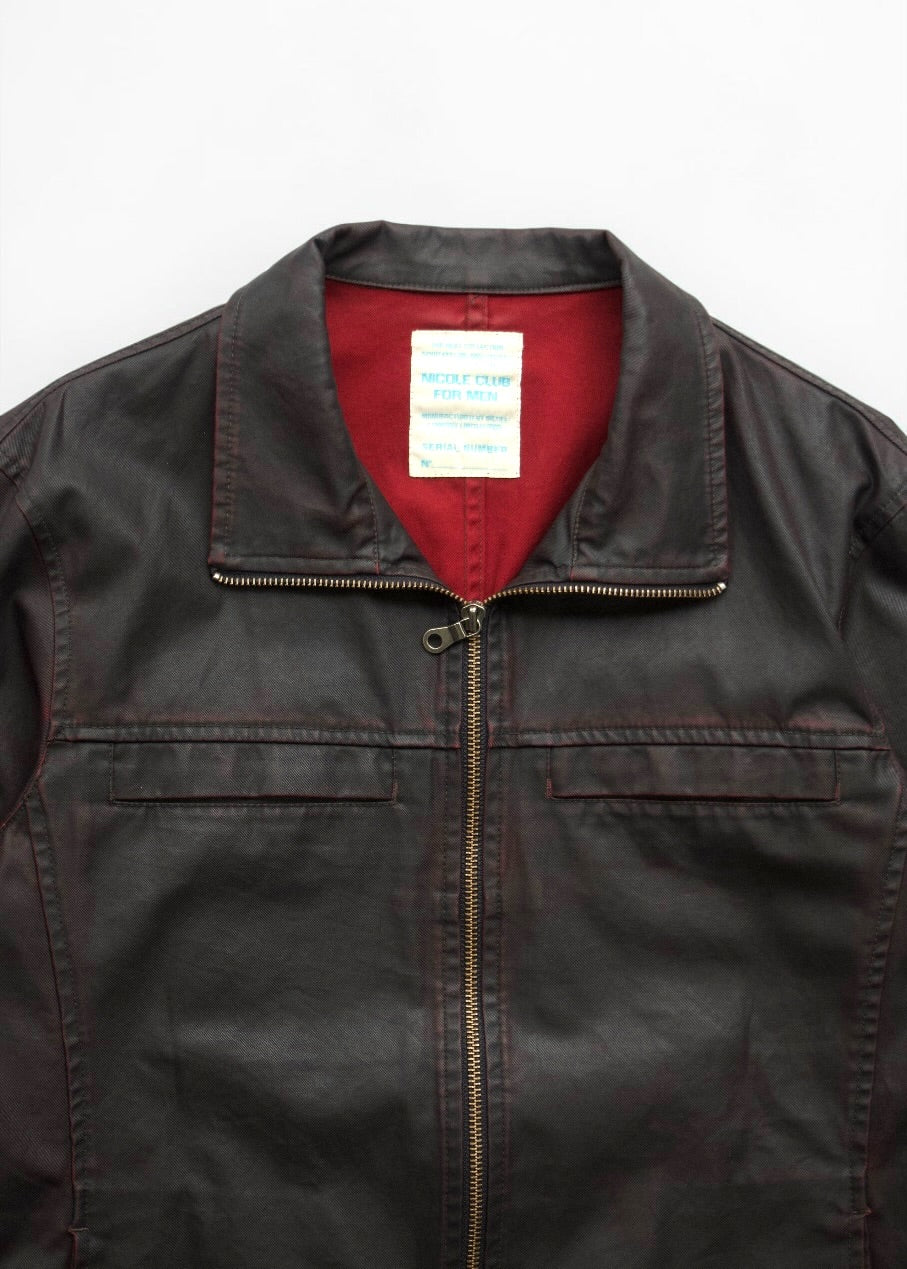Nicole Club For Men Coated Slim Jacket (Black/Red)