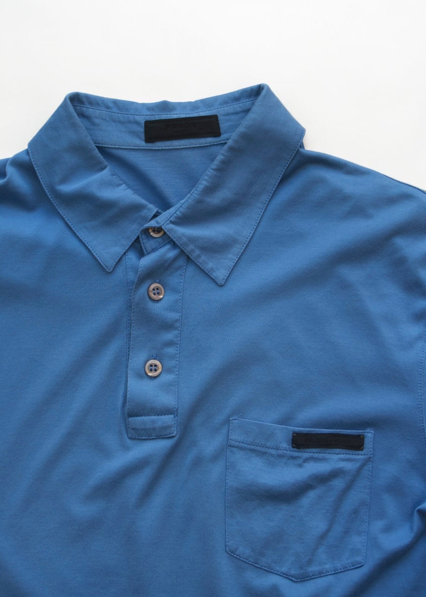 Prada Pocket Polo Shirt (Blue, made in Romania)