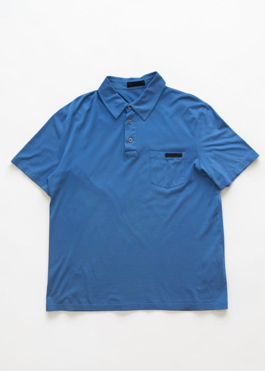 Prada Pocket Polo Shirt (Blue, made in Romania)