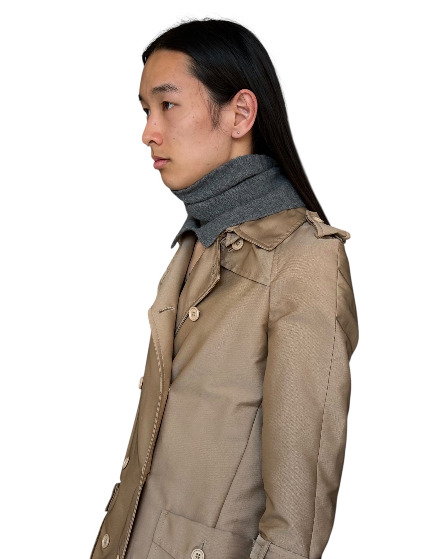 REVERSIBLE NECK WARMER IN WOOL MELANGE GRAY