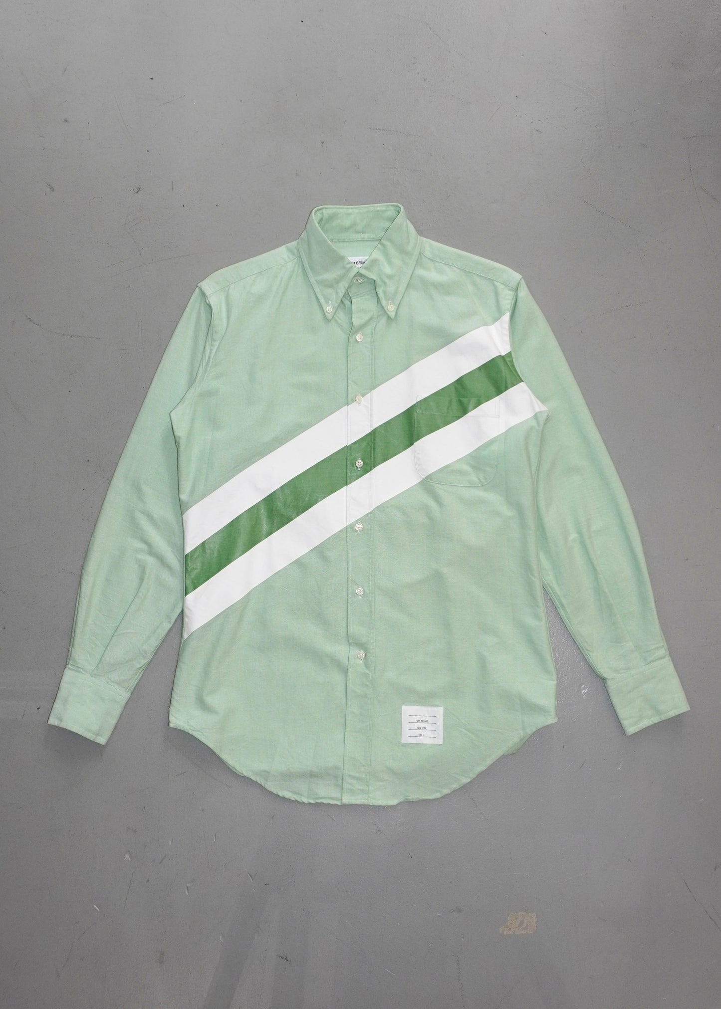 Thom Browne Long-Sleeved BD Shirt (Pale Green, made in Italy)