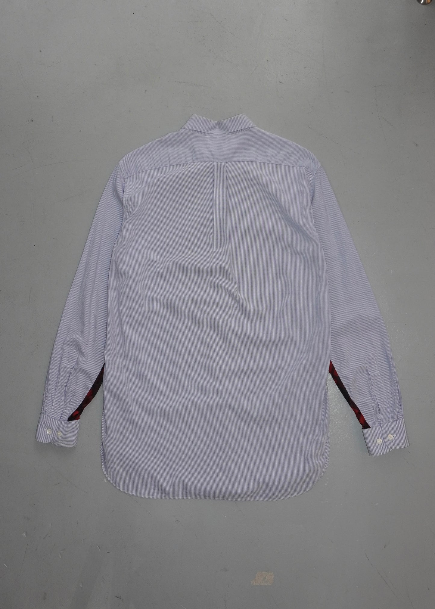 Dries Van Noten Striped Panel Sleeve Shirt (Blue)