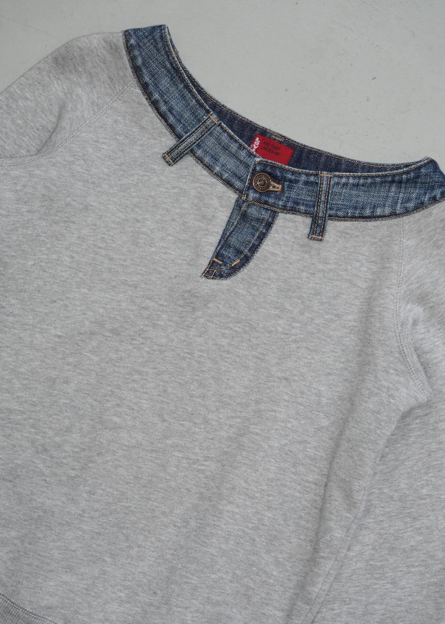 Levi’s Red Tab Reconstructed Denim-Collar Sweatshirt (Grey)