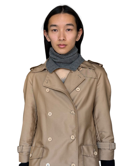 REVERSIBLE NECK WARMER IN WOOL MELANGE GRAY