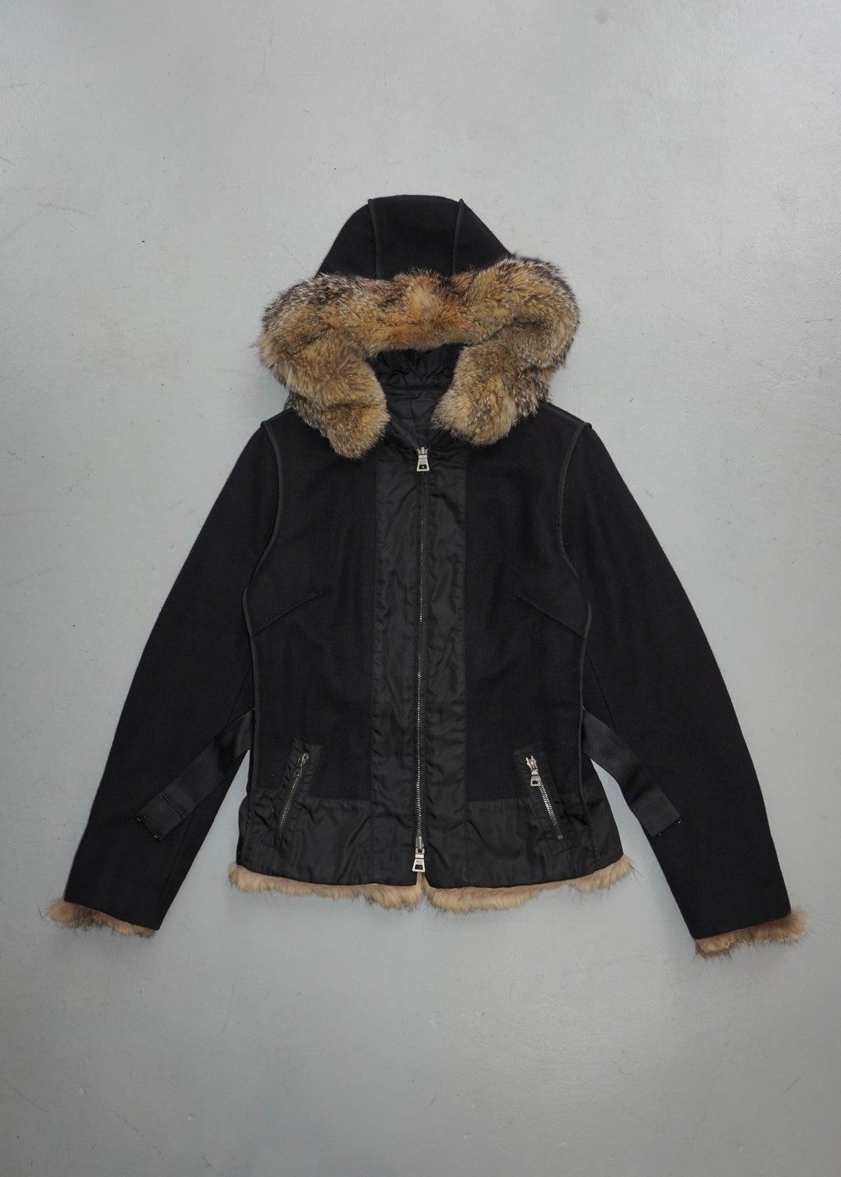 Prada 11fw Reversible Fur-trim Short Coat