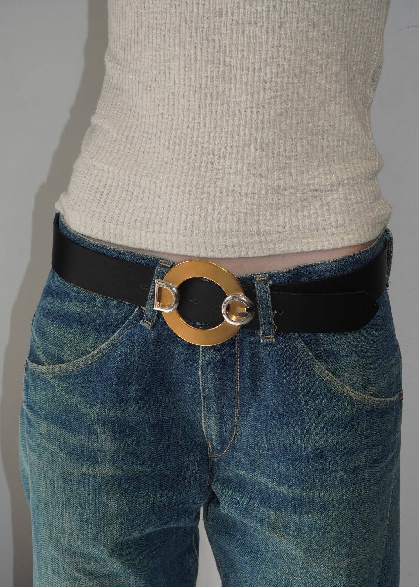 Dolce & Gabbana Circle Backle Belt With Logo